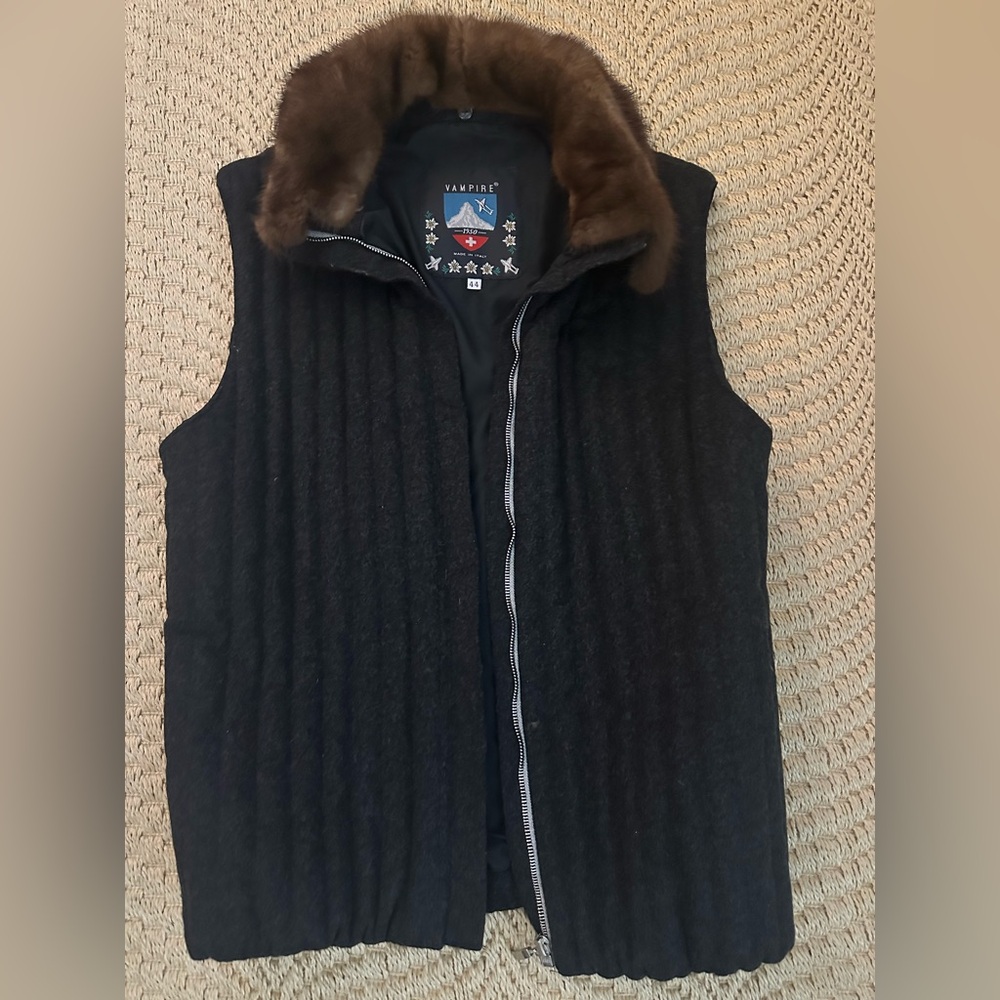 Vintage Vampire Fur MinkCollar Vest, Size 44 (M)